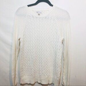 Croft and Barrow Women's Cable Knit Cotton Sweater Cream Size M